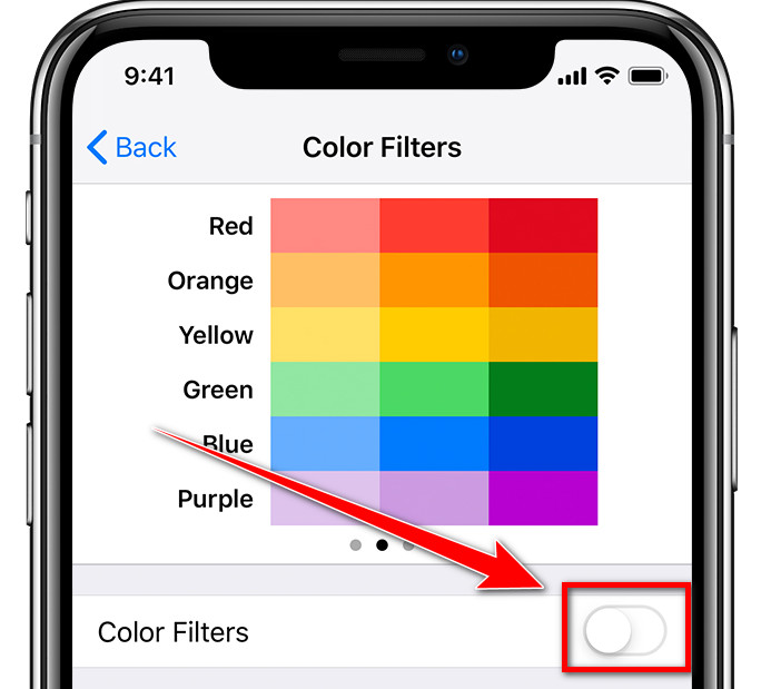 Ativar filtros de cores