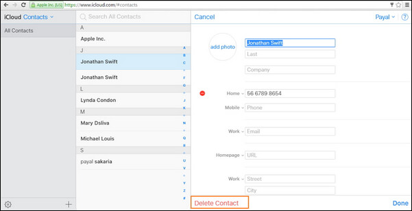 Mesclar contatos no iCloud