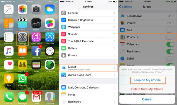 Desativar contatos do iCloud