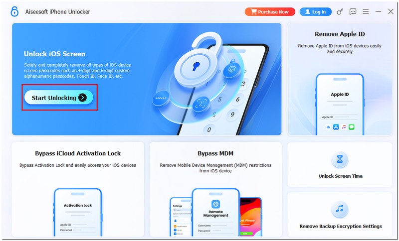 Selecione Desbloquear tela do iOS