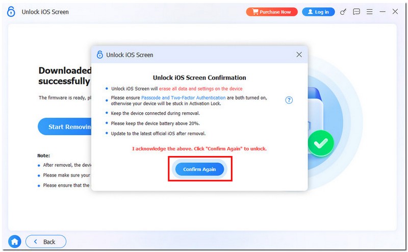 Clique em Confirmar novamente