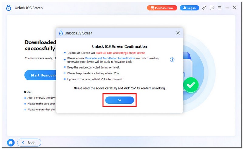 Clique em OK para confirmar.