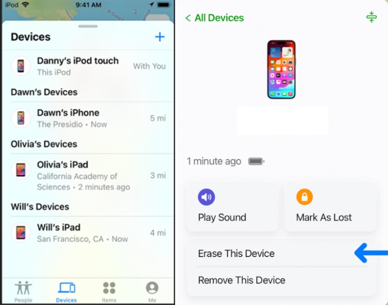 Desbloqueie o iPod com o recurso Buscar Meu iPod.