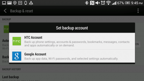 Fazer backup da conta HTC