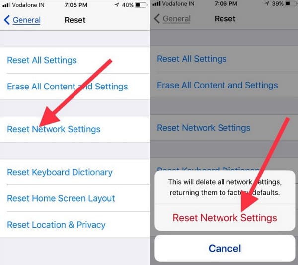 Hard reset e configurações de Wi-Fi