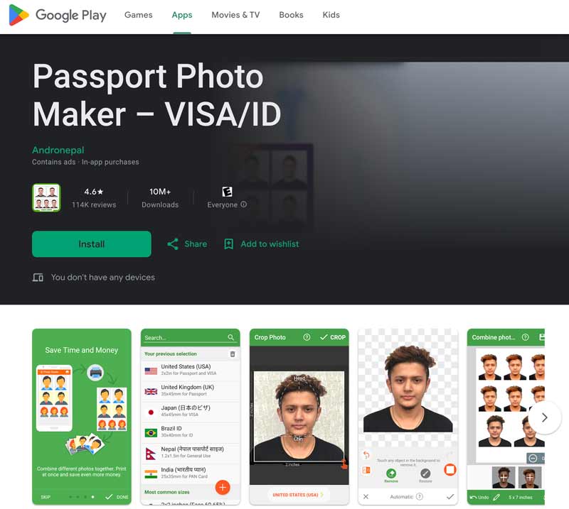 Aplicativo ID Photo Maker para Android