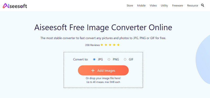 Aiseesoft Conversor de Imagens Gratuito Online