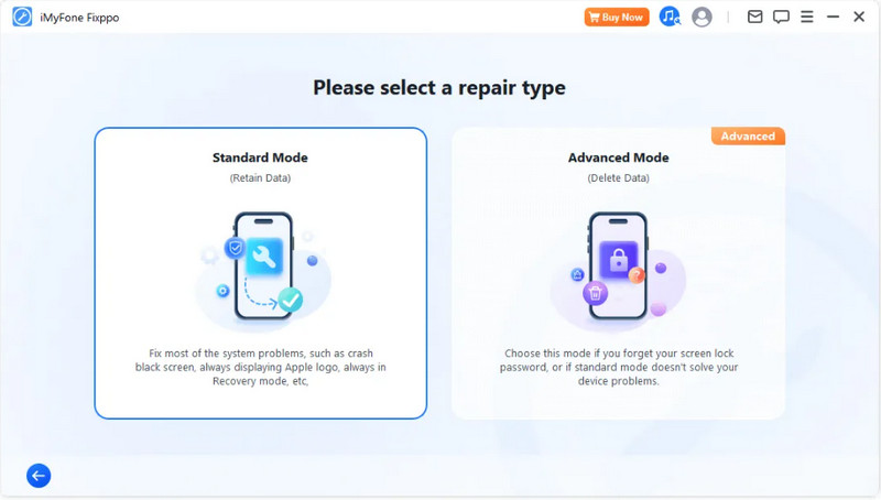 Modo padrão do dispositivo iMyFone Fixppo Connect