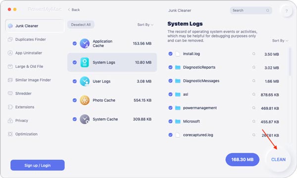 Use iMyMac Clean System Junk