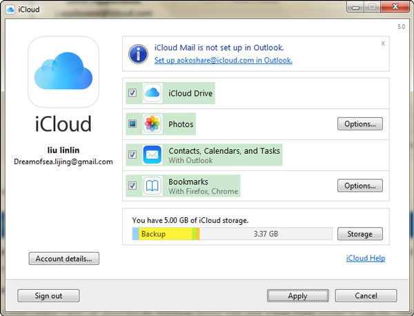 Apple iCloud no Windows