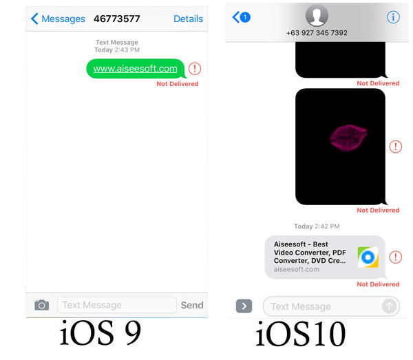 Mensagens iOS 10 VS iOS 9