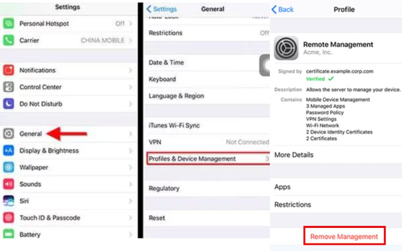 Verificar perfis de configuração