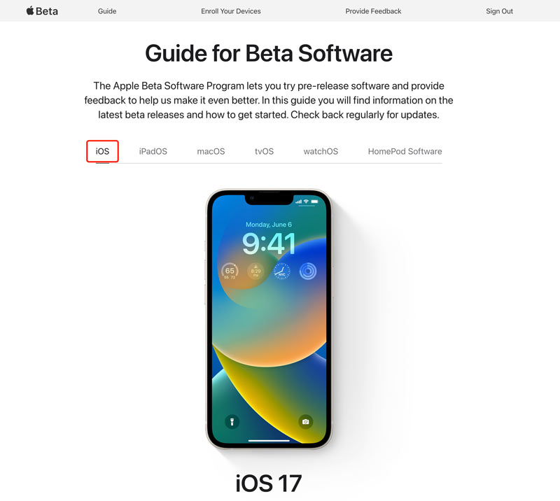 Guia para software iOS 17 Beta