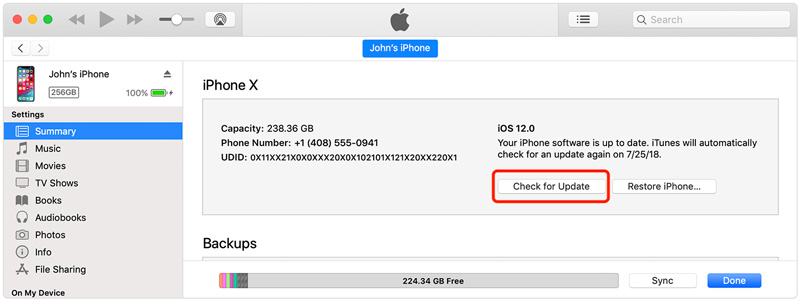 Atualize o iPhone para o iOS mais recente com o iTunes
