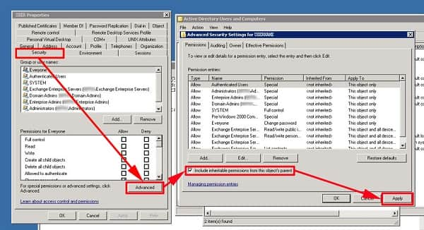 Alterar configurações de segurança do Microsoft Exchange