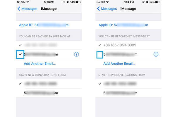 Desmarque a conta do iMessage