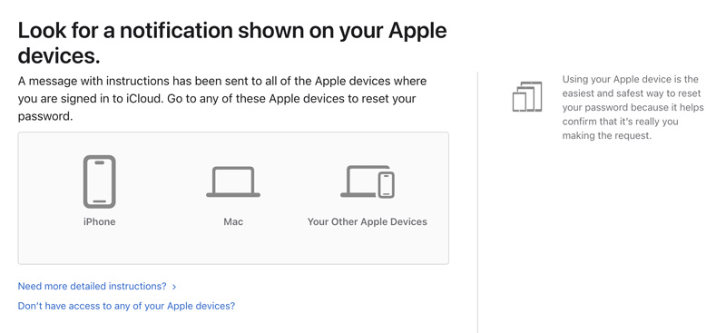 Dispositivos confiáveis para redefinir a senha do ID Apple