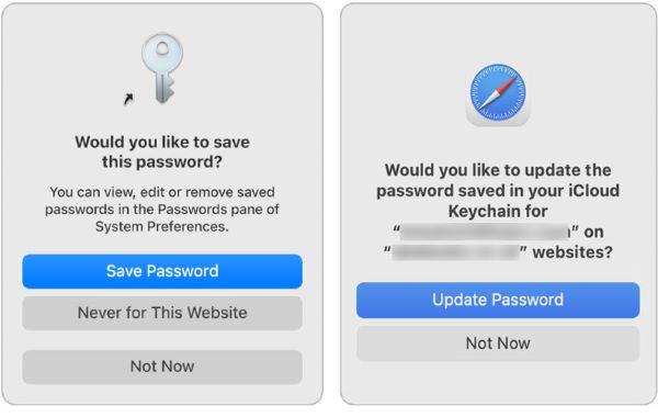 Use o Keychain mac para salvar a senha de atualização