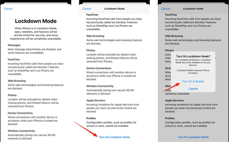 Ative o Modo de Bloqueio do iPhone e reinicie.