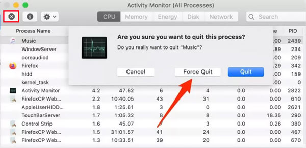 Forçar encerramento do aplicativo para diminuir o uso da CPU do Mac