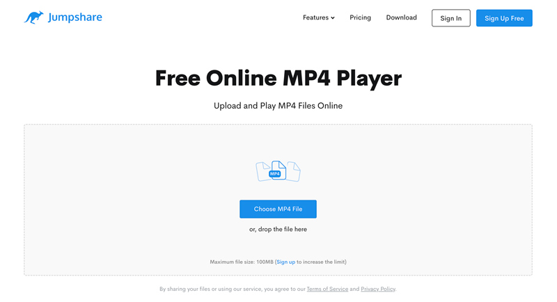 Leitor MP4 on-line gratuito Jumpshare
