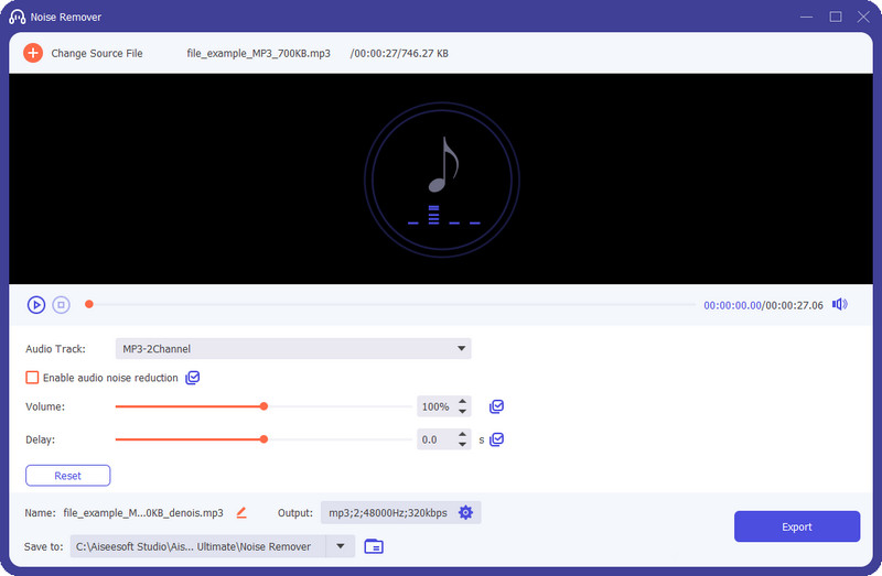 Recurso de cancelamento de ruído Aiseesoft