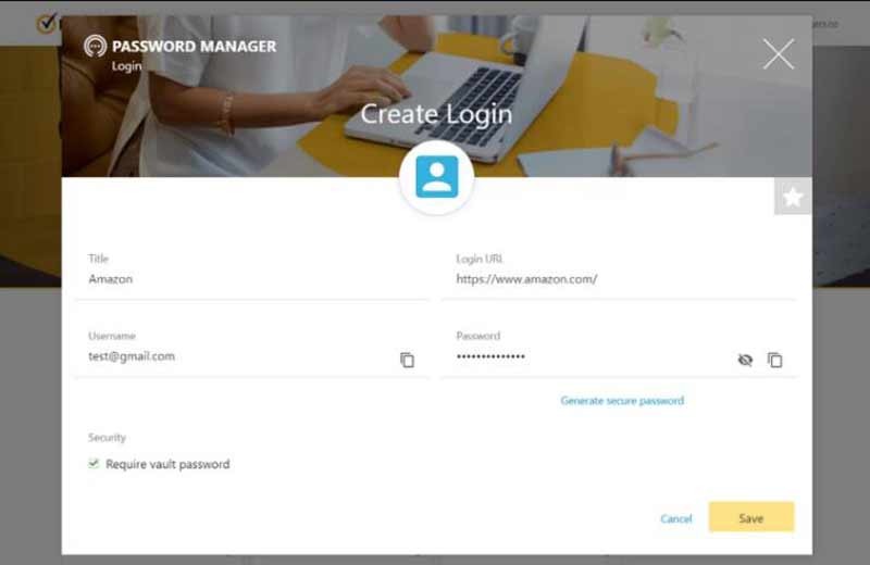 Interface do Norton Password Manager