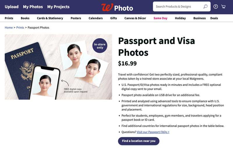 Obtenha foto de passaporte perto de mim Walgreens