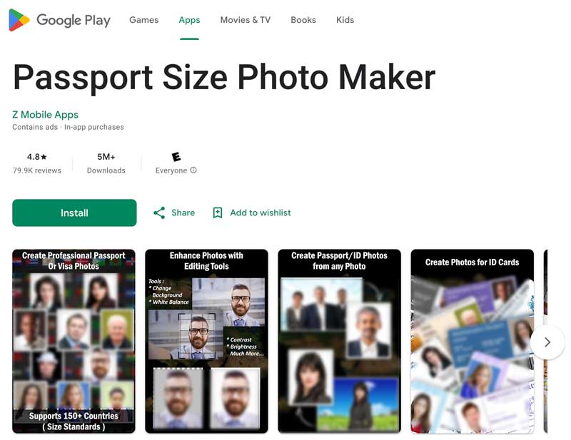 Aplicativo de criação de fotos em tamanho de passaporte