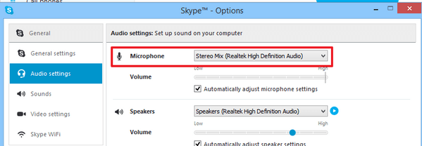 Reproduzir áudio pelo Skype