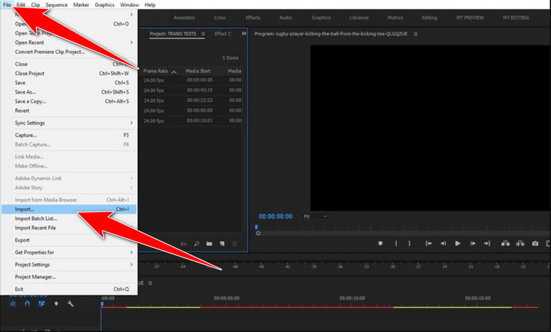 Importar vídeos no Premiere Pro