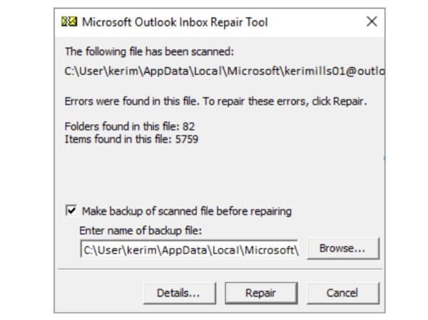 Reparar arquivo pst outlook