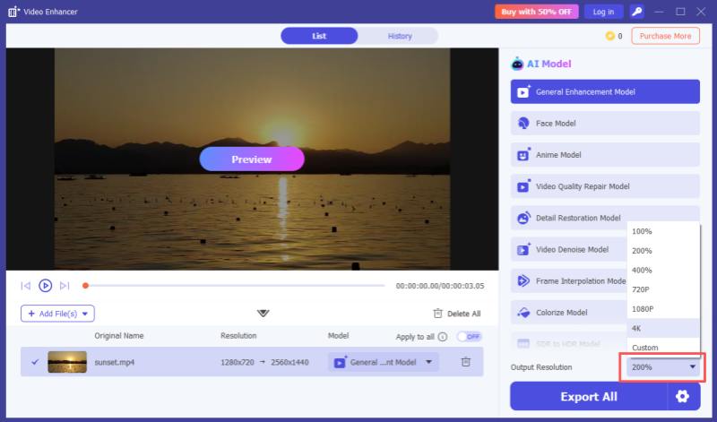 Resolução de saída