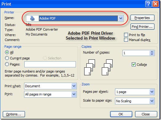 Imprimir em Adobe PDF