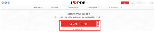 Selecione o arquivo PDF para compactar