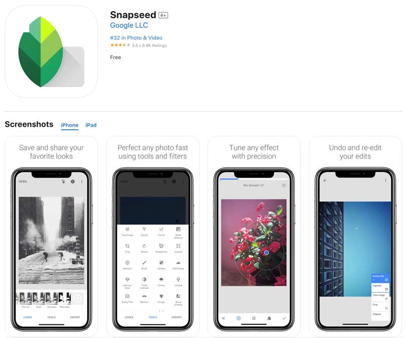 Aplicativo Snapseed para iPhone iPad