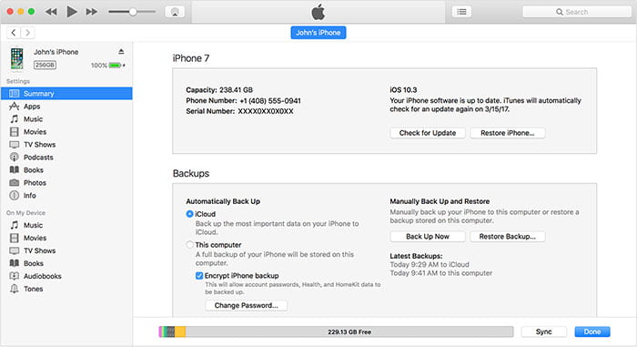 Faça backup dos dados do iPhone com o iTunes