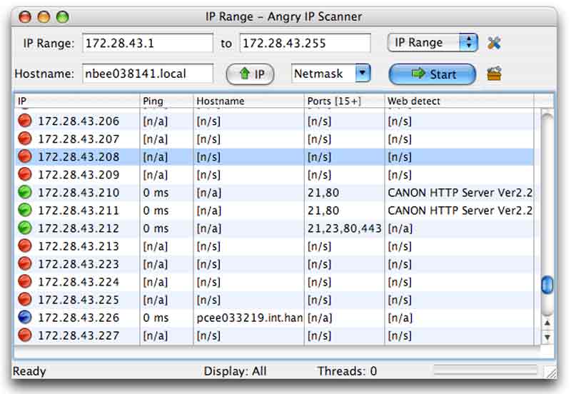 Scanner IP irritado Mac