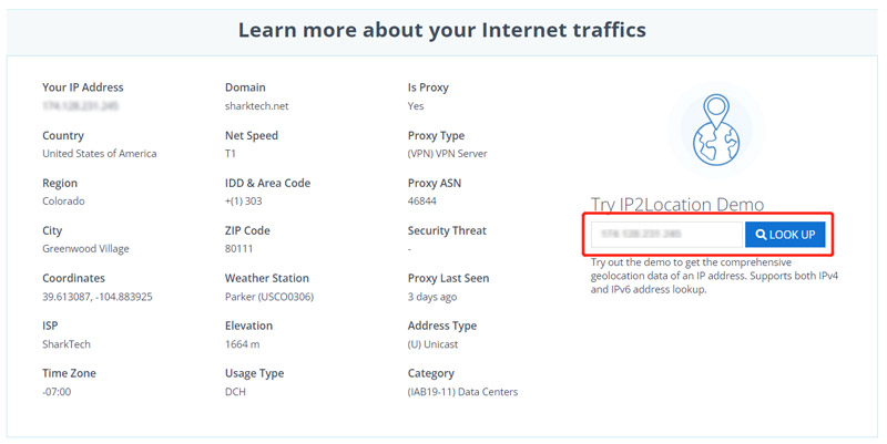 Principais recursos do IP2Location