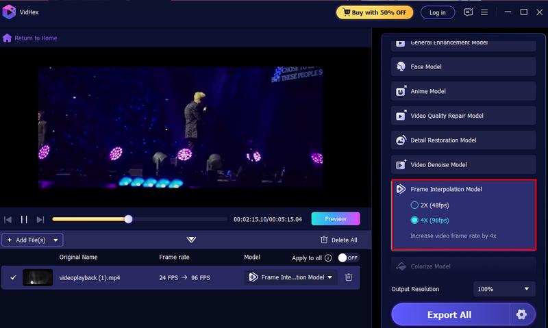 Selecione o modelo de interpolação de quadros