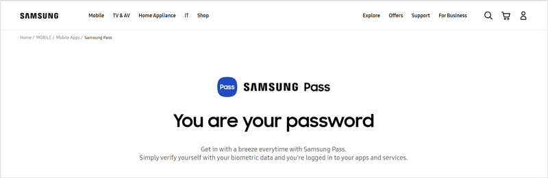 Site do Samsung Pass