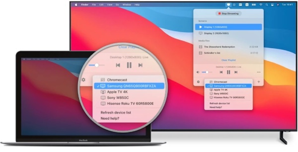 Tela de espelho no Mac para TV Samsung com Airplay