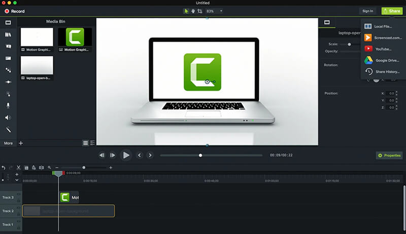 Gravador de tela Camtasia para MAC