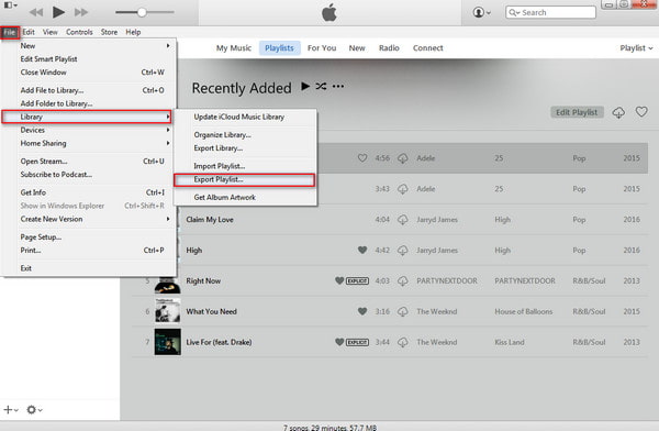 Exportar lista de reprodução do iTunes