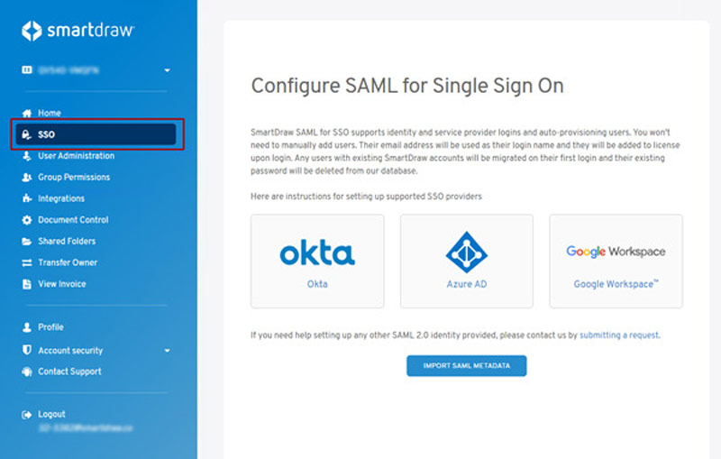 SmartDraw SAML para SSO