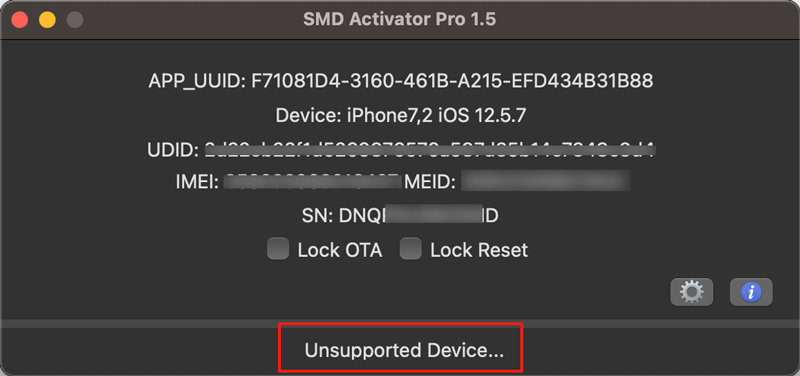 Dispositivo não suportado pelo Smd Activator Pro