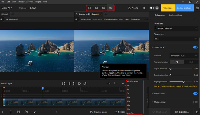 Prévia do Topaz Video AI