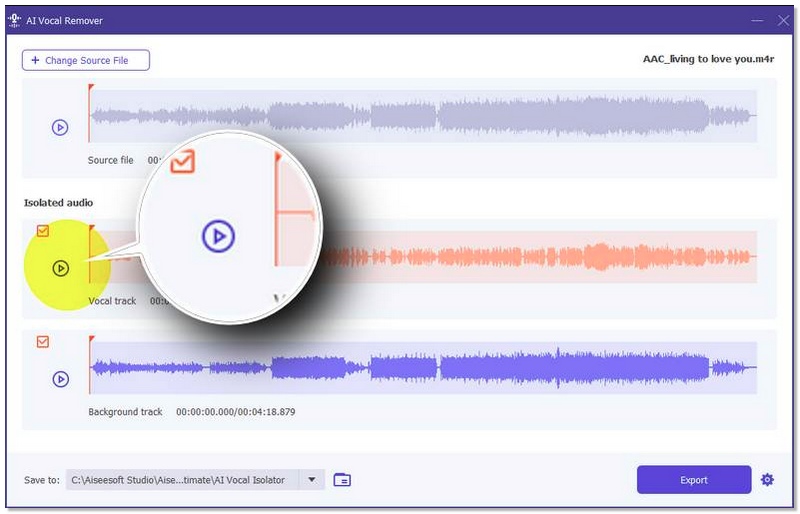 Pré-visualizar o arquivo de áudio