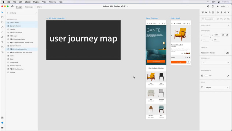Ferramenta de mapeamento da jornada do usuário Adobe XD