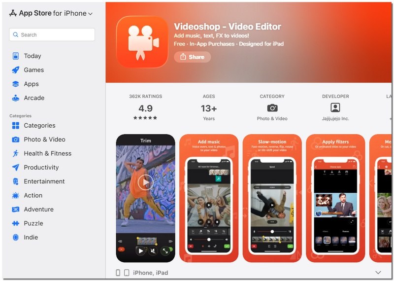 Videoshop Video Enhancer IOS